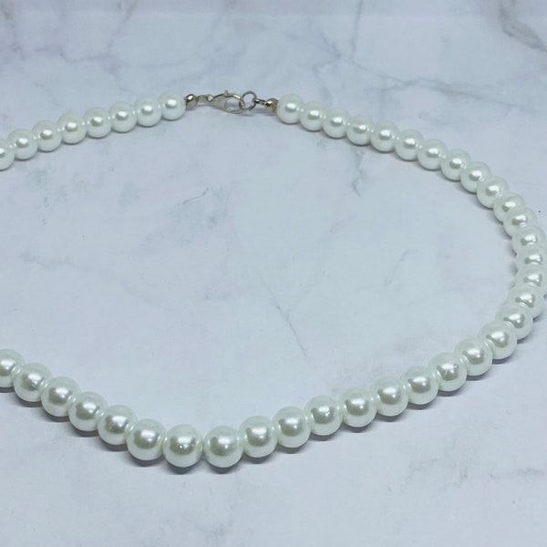 Pearl Necklace | Ivory white faux Freshwater Pearl Necklace, Dainty Freshwater Pearl Choker , Wedding Jewelry UK made