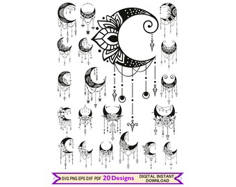 Download Moon Mandala Svg Etsy