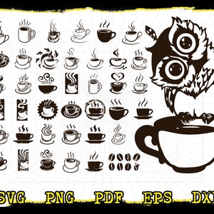 Funny Coffee Cup Svg, Vintage Coffee Clipart Bundle, DIY Svg Craft Bundle,Silhouette Coffee Vector Cricut Cut File,Drinking Svg Illustration