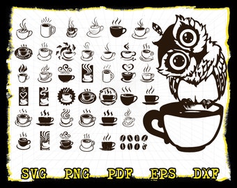 Lustige Kaffee Tasse Svg, Vintage Kaffee Clipart Bundle, DIY Svg Craft Bundle,Silhouette Kaffee Vektor Cricut Datei,Trink svg