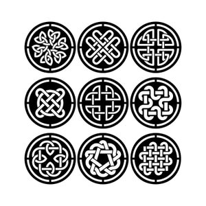 Celtic Circle Ornaments | Round Celtic Symbols for Home Decor | Antique Christmas Ornaments SVG | Celtic Knot Ornament Sings Circle Simbol