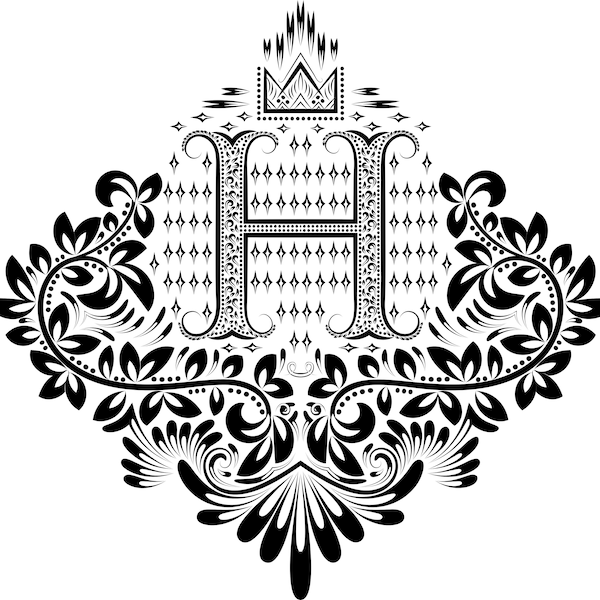 Monogram Ornament SVG Letter H,  Logo Font for Engraving, Alphabet for Print, SVG, png, pdf, Ai, dxf, Engraving files for silhouette