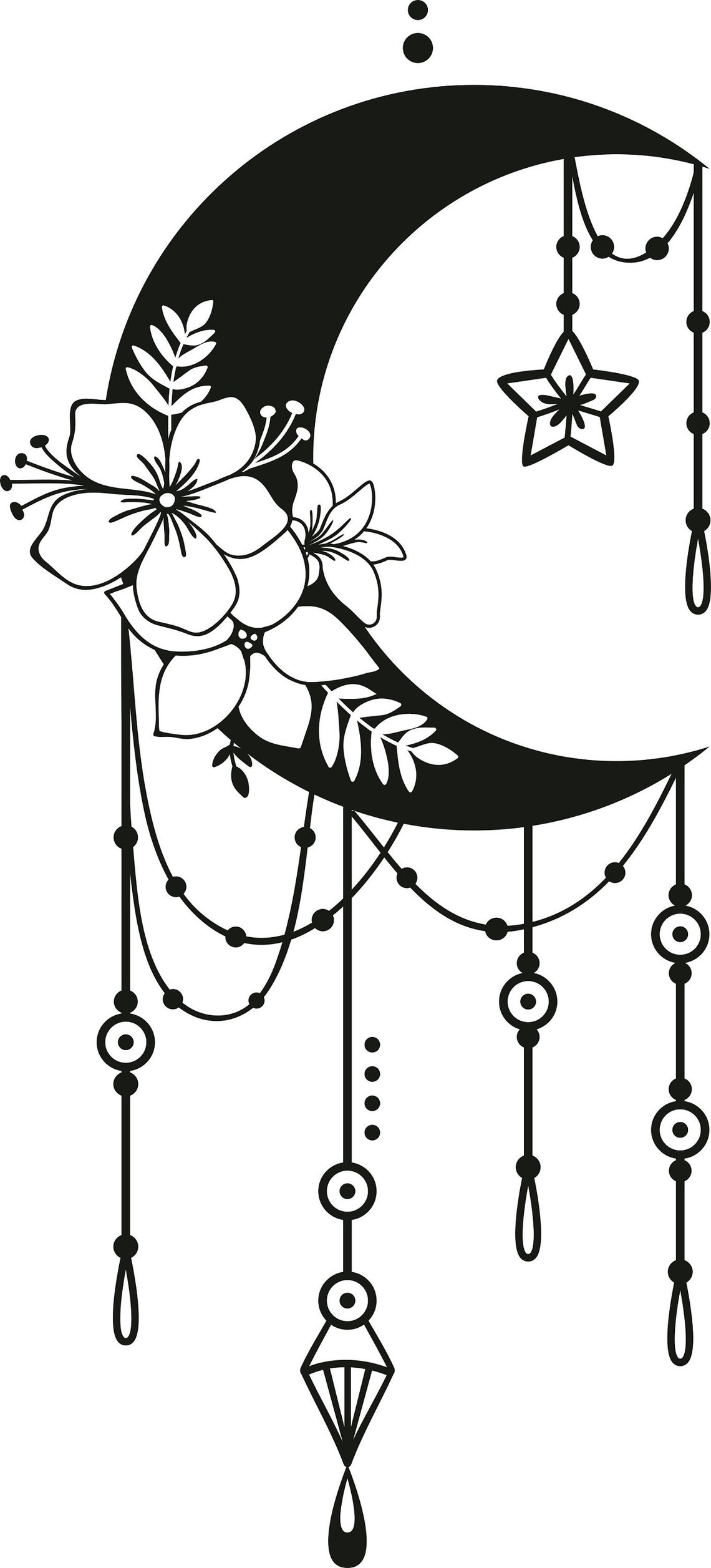 Moon SVG Flowers Crescent Moon Dream Catcher Floral Moon - Etsy Australia