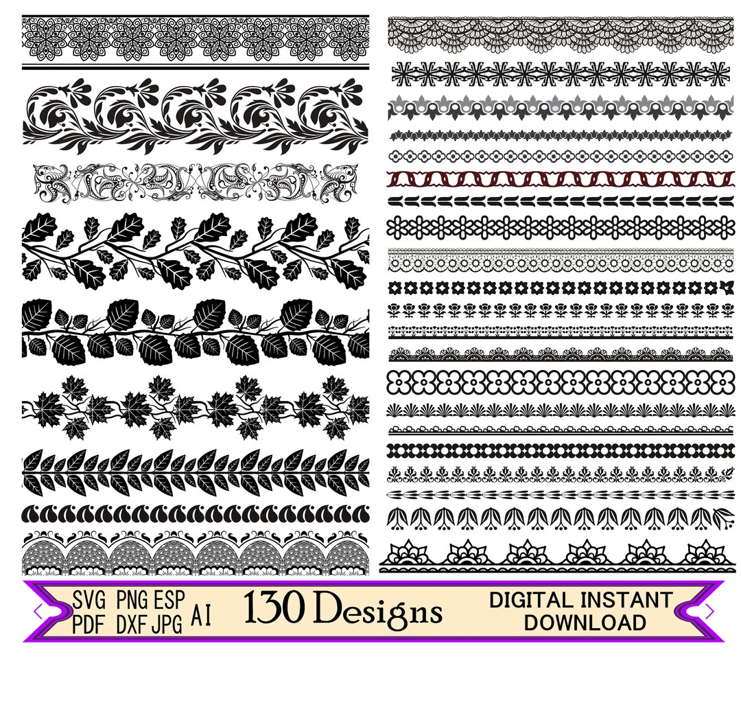 Floral Lace Border Patterns Lace Trim Border Boundary Divider Etsy UK