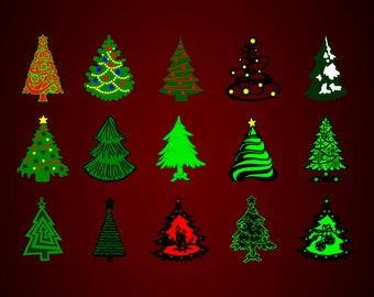 Bundle SVG d’arbre de Noël en couches || Pins de Noël 3D SVG || Bundle SVG de Noël || Ornement de Noël || Joyeux Noël Svg