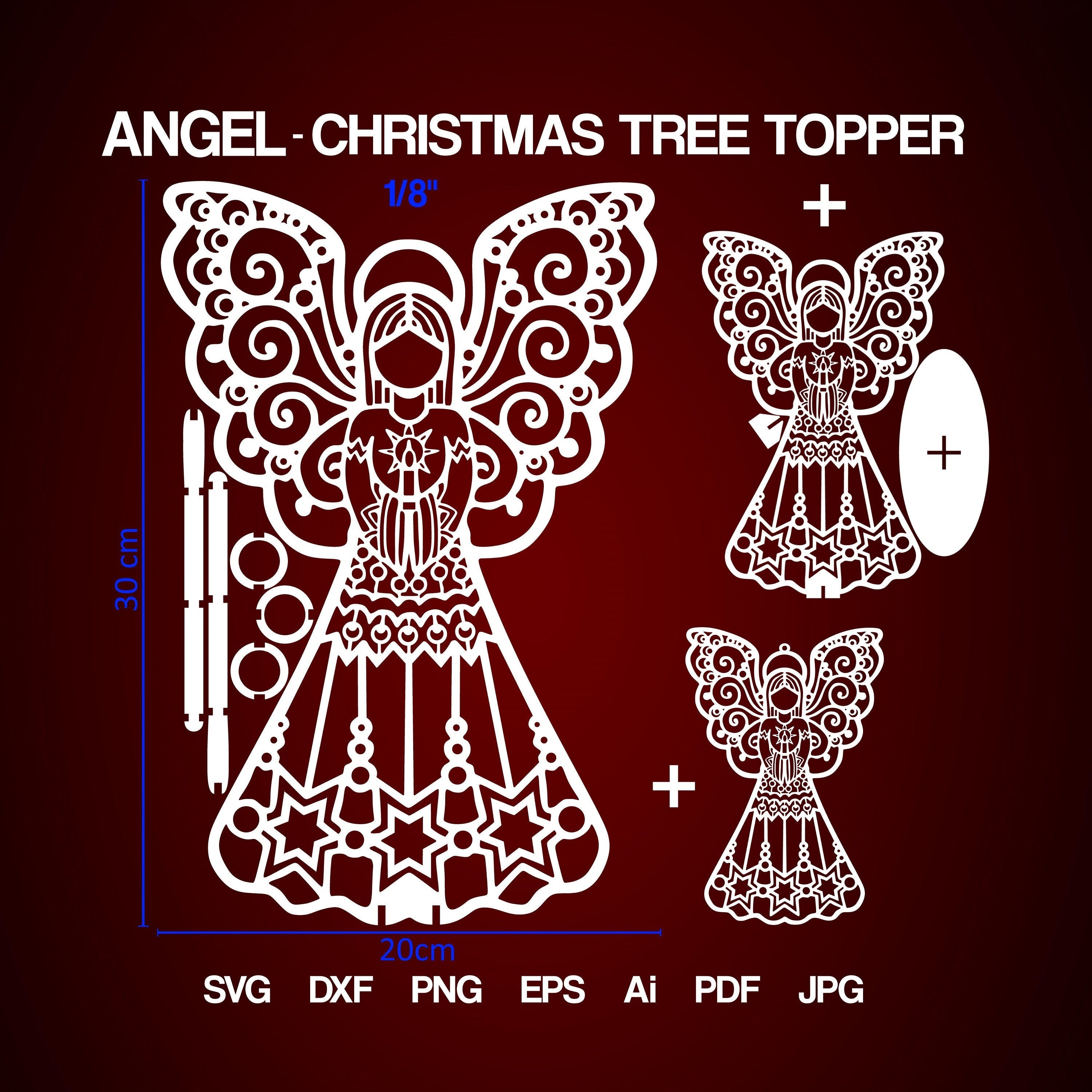 Angel and Star Tree Topper Bundle with Ornaments - Laser Ready Files –  Welcome Home Custom