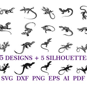 Lizard SVG Files For Cricut • Gecko silhouette designs • Clipart Bundle • Lizard Cutting File • Reptile Salamander Vector • Summer Trips •