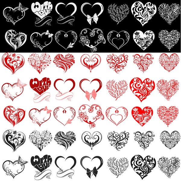 21x3 Heart Svg Bundle, Beautiful Design Heart Svg Eps Gift, Valentines Day Love Symbol, Unique Heart Icon File, Doodle ClipArt Keychain