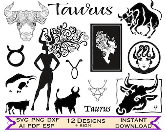 Taurus Zodiac Svg, Dxf, Eps, Pdf, Horoscope Bundle Zodiac Signs, Instant Download, Horoscope Bundle Zodiac Signs Clip Art, Capricorn Sticker