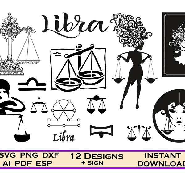 Zodiac Sign Libra svg, Libra Zodiac Sign, Libra Cricut svg, Libra Clipart, 12 Libra Zodiac Sign Instant Download svg, png, eps, dxf, jpg