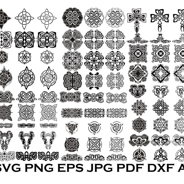 Celtic SVG Symbols For Home Decor, Bohemian Celtic Knots Vector Files, Celtic Ornaments Vector Pack, Glowforge SVG Designs Instant Download