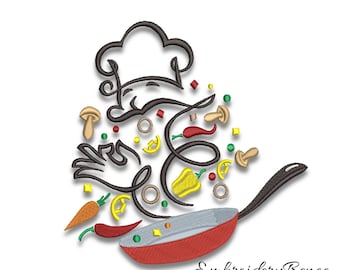 Kitchen Embroidery Machine Designs Pes Cooking Instant Digital Download Cuisine Pattern