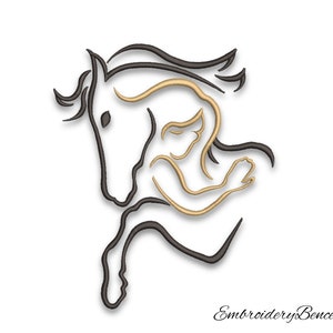 Horse girl embroidery machine designs pes instant digital pattern