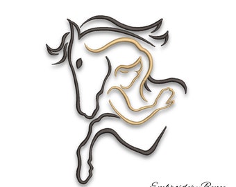 Horse girl embroidery machine designs pes instant digital pattern