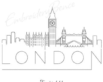 London Skyline Embroidery Machine Designs pes pattern instant digital design