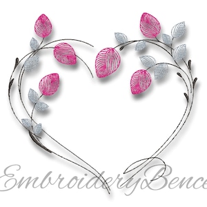 Máquina de bordado de flores diseño corazón pes love pe archivo digital