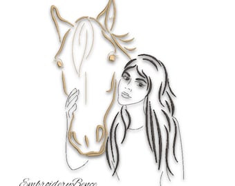 Horse friends embroidery design pes machine instant digital pattern