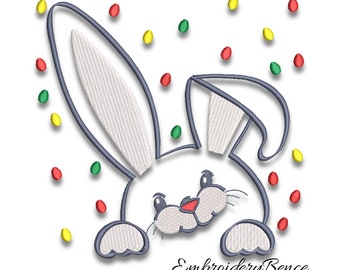 Cute bunny embroidery designs easter eggs machine pes rabbit