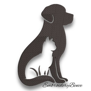 Machine à broder dessins de chien et chat motif silhouette instantané téléchargement numérique
