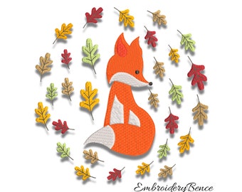 Fox Embroidery Machine Designs Fall Autumn Pes Instant Digital Download