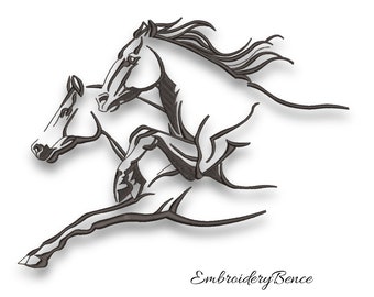 Horses embroidery machine designs instant digital download pattern