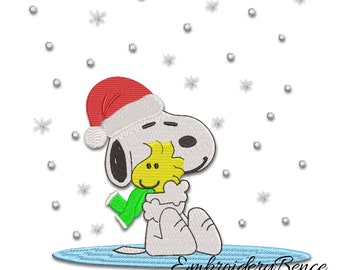 Peanuts Dog embroidery machine design winter christmas machine pattern pes