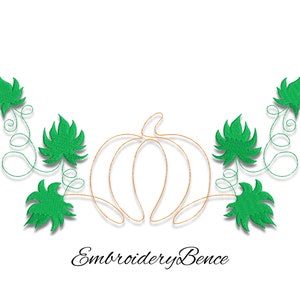 Pumpkin embroidery machine design outline pes thanksgiving