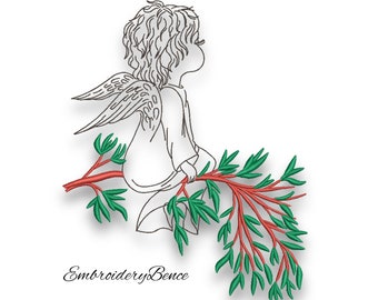 Angel bordado máquina diseños navidad pes patrón descarga digital instantánea