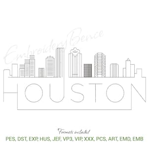 Houston Skyline Embroidery Machine Designs pes pattern instant digital design
