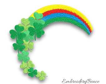 Rainbow Clower Embroidery Design Pes St Patricks Day Shamrock Lucky Instant Digital Download