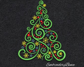 Christmas tree embroidery machine designs pes instant digital download