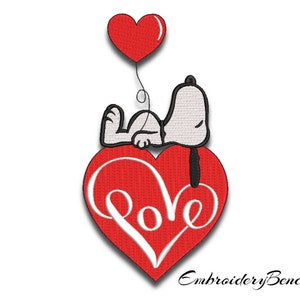 Peanuts Hund Stickmaschine Designs love Herz Maschine pes Muster