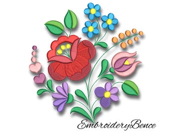 Machine embroidery designs Hungarian Kalocsa flower folk pes