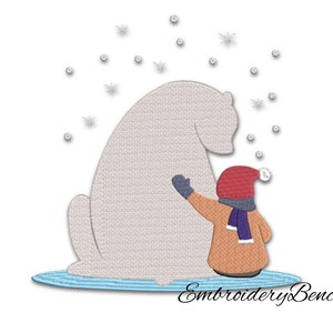Polar bear embroidery design christmas pattern pes