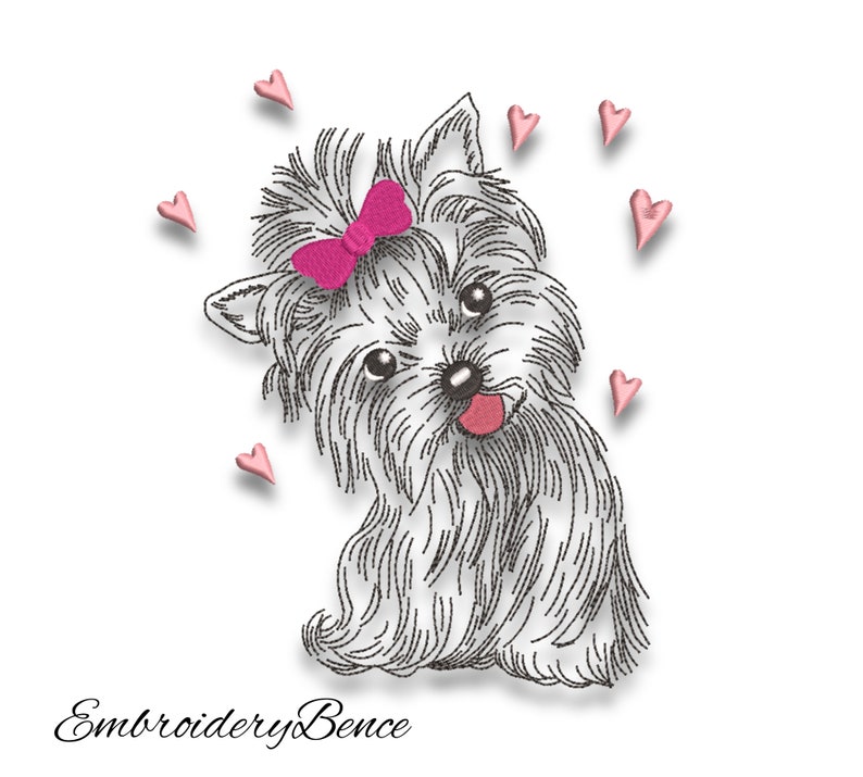 Yorkshire terrier embroidery machine design pes cute puppy  etsy Yorkshire terrier embroidery machine design pes cute puppy  etsy