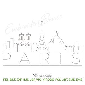 Paris skyline embroidery design for machine pes file French