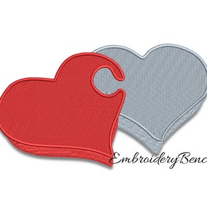 Hearts puzzle embroidery designs love machine Valentine&#39;s day instant digital