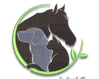 Embroidery machine design pes dog cat horse instant digital download pattern