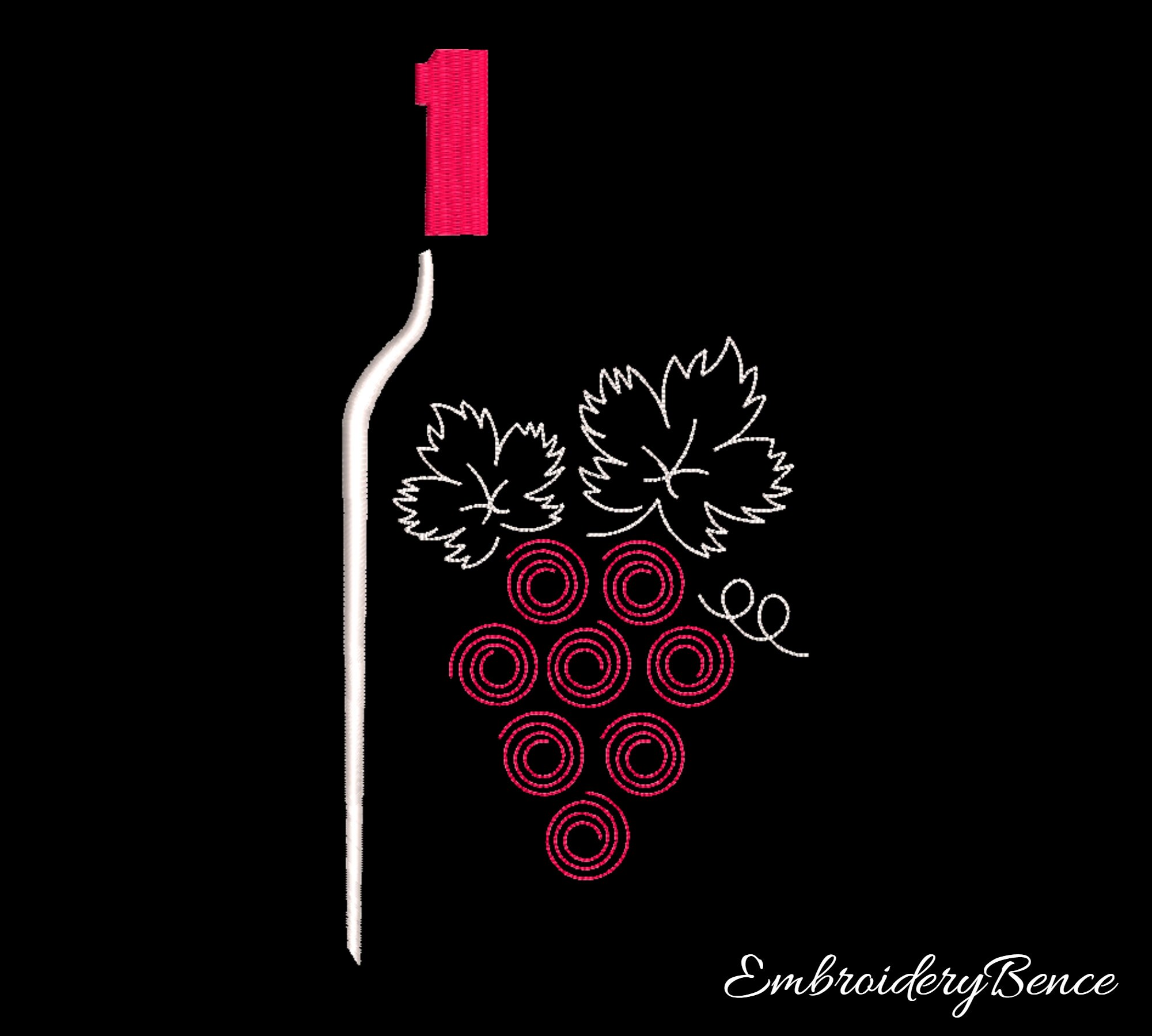 Wine Embroidery Design Kitchen Pes Grape Pattern