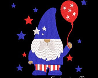 Usa gnome embroidery machine designs celebrating 4th of July instant digital download pattern pes file Patriotic