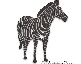 Zebra embroidery designs wild animal pes machine pattern