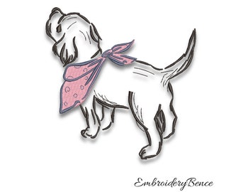 Cute dog embroidery machine design pes instant digital download