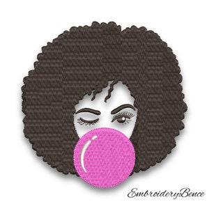 Afro girl embroidery machine designs women instant digital download pattern