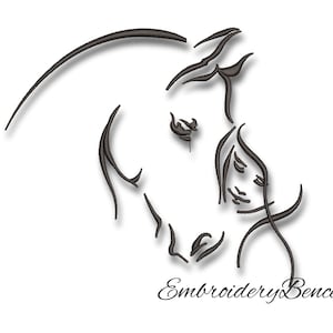 Horse embroidery designs machine pes pattern girl instant digital download