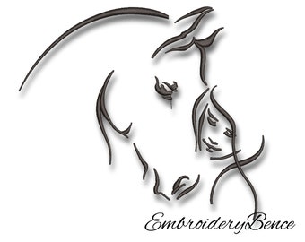 Horse embroidery designs machine pes pattern girl instant digital download