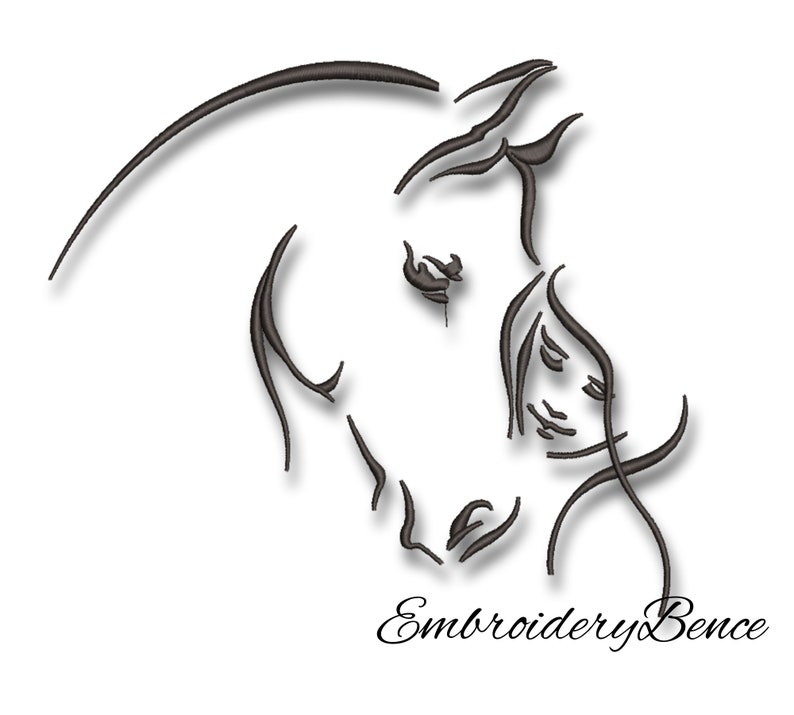 May include: A black and white line drawing of a horse's head with its mane flowing in the wind. The image is a simple, elegant design that would be perfect for a variety of projects.