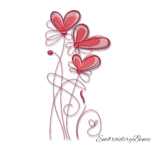 Flower embroidery machine designs heart pes instant digital file