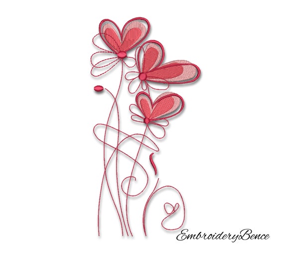 Flower embroidery machine designs heart pes instant digital file