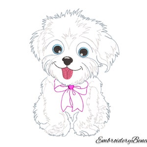 Bichon Havanese embroidery machine design outline dog digital instant download pattern hoop pes file