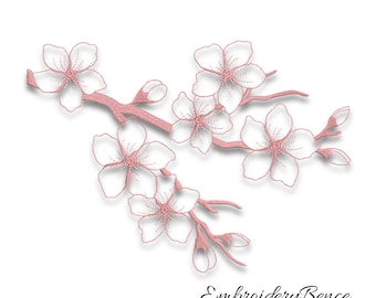 Branch of cherry embroidery machine design pes instant digital download